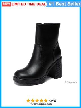 Women's Platform Gogo Ankle Boots Square Toe Chunky Block Heel